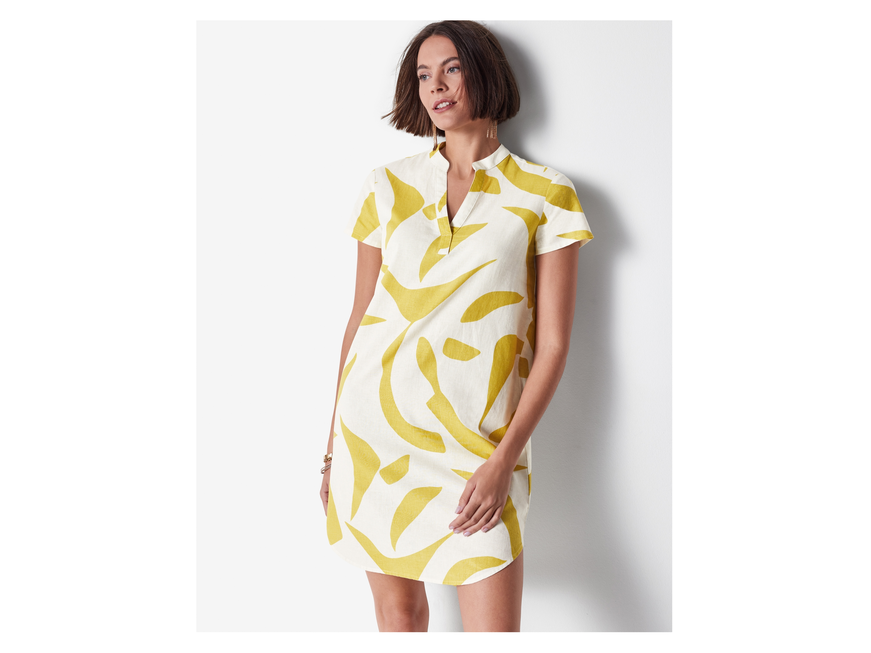 ESMARA® Damen Tunikakleid mit Leinen (Weiß, 36) – Bild 2 von 4