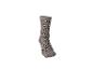 Graue und braune Socke mit Leopardenmuster.