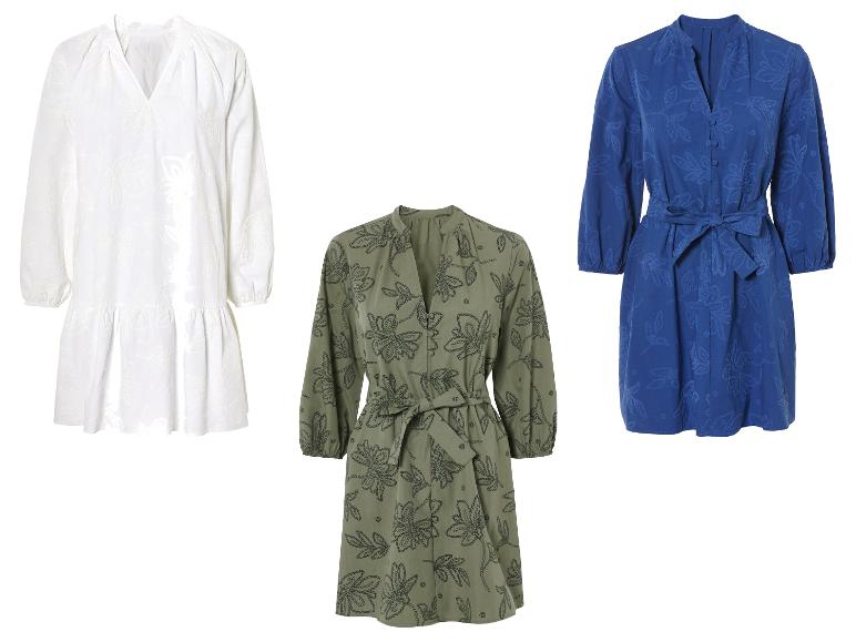 Blumenkleider, weiß und blau, Boho-Stil.