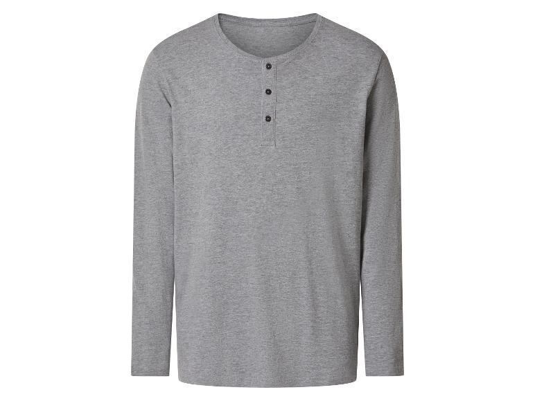 Graues Langarm-Henley-Shirt mit drei Knöpfen
