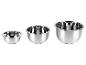 Drei silberne Schüsseln in verschiedenen Größen.