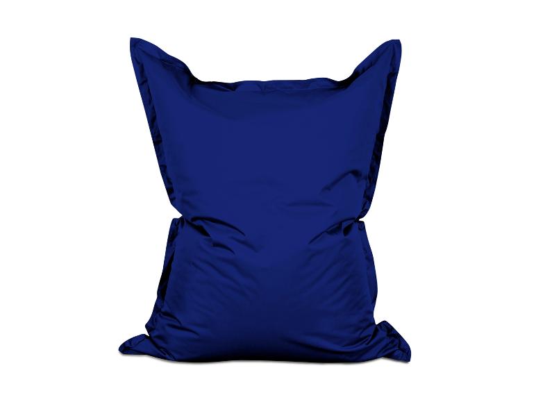 Ein blauer Sitzsack.