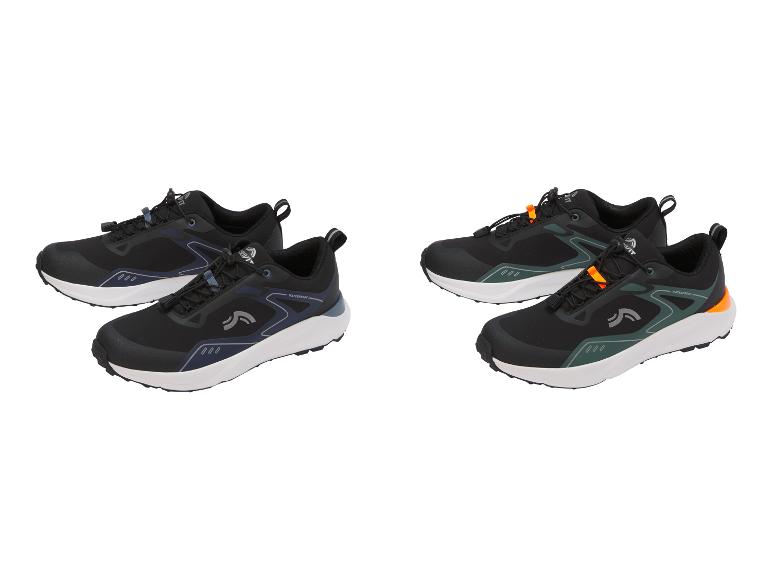 CRIVIT Herren Laufschuhe in Schwarz-Blau und Schwarz-Grün mit orangefarbenen Akzenten
