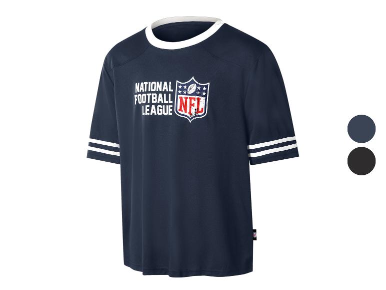 Herren NFL T-Shirt in Dunkelblau mit weißem Kragen und Ärmelstreifen