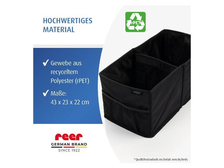 REER TravelKid Box rPET schwarzer Organizer, 43x23x22 cm, aus recyceltem Polyester.