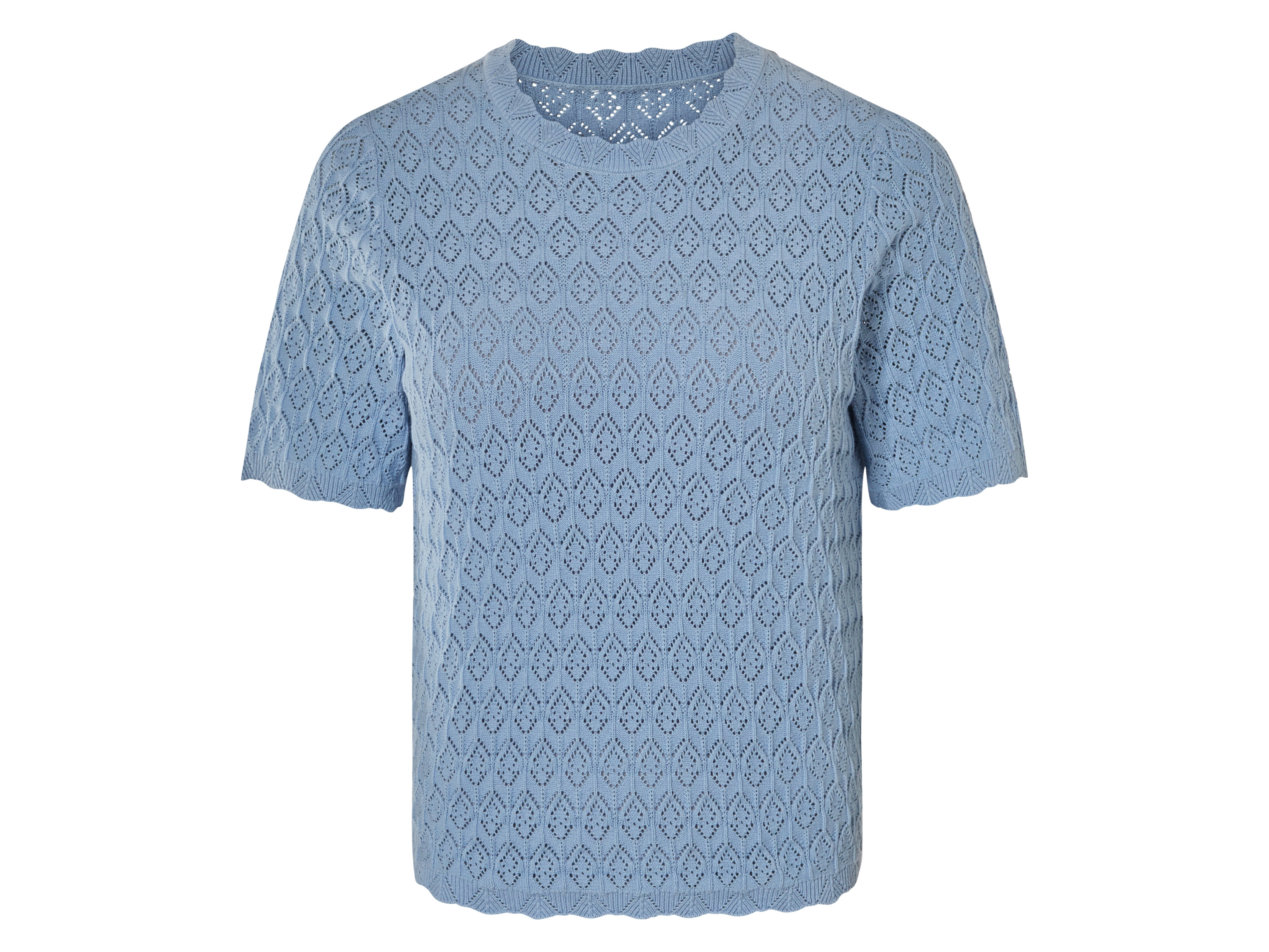 esmara® Damen Pullover (Blau, L(44/46))““ | weiß Muster: Ajourmuster Detail: Wellenkante an Hals, Ärmeln und Saum, leicht transparent, halblangen Ärmeln Schnitt: leger Ausschnitt: Rundhalsausschnitt Kragenform: – Material: Baumwolle Pflegehinweis: waschen bei max. 30 °C Pflegeleicht nicht bleichen nicht im Wäschetrockner trocknen bügeln bis 110 °C Stufe 1. Kein Bügeln mit Dampf nicht trockenreinigen Größe: XS 32/34 – L 44/46 Meine Lidl-Größe – so einfach gehts Deine Größe findest du in der Lidl-Größentabelle . Oeko-Tex® Standard 100 Geprüft auf Schadstoffe Zertifizierungsnummer: 13.0.30503 Hohenstein Htti Standard 100 by Oeko-Tex® ist die weltweit bekannteste, unabhängige Zertifizierung schadstoffgeprüfter Textil- und Lederprodukte aller Art – vom Garn und den Stoffen bis hin zum gebrauchsfertigen Artikel. Das Label bestätigt