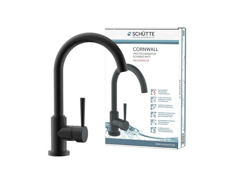 Küchenarmatur »CORNWALL«, Niederdruck Armatur Küche, 360° Wasserhahn Küche