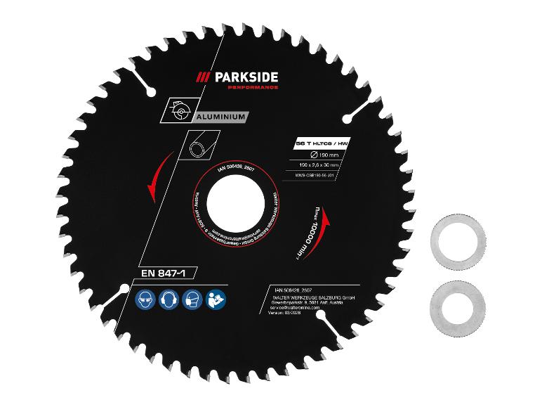 Sägeblatt für Aluminium, 190 mm, 56 Zähne, mit max. 10000 U/min.