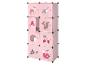 Rosa Modulschrank mit Waldtieren und Pilzmotiven, ideal für ein Kinderzimmer.