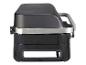 Schwarzer tragbarer Gasgrill mit silbernem Griff und Akzenten