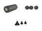 Schwarze Faszienrolle, Doppelball und drei Massagekegel