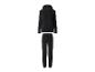 Schwarzer Damen-Trainingsanzug mit Kapuzenjacke und Hose.