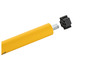 Eine gelbe, zylindrische Stange mit einem schwarzen Anschlussstück