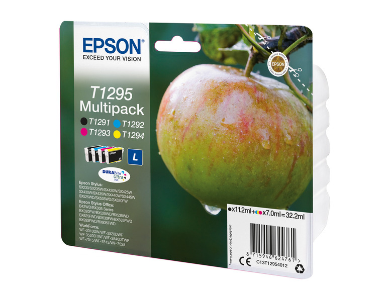 Gehe zu Vollbildansicht: EPSON »T1295« Apfel Multipack Tintenpatronen Schwarz/Cyan/Magenta/Gelb - Bild 2