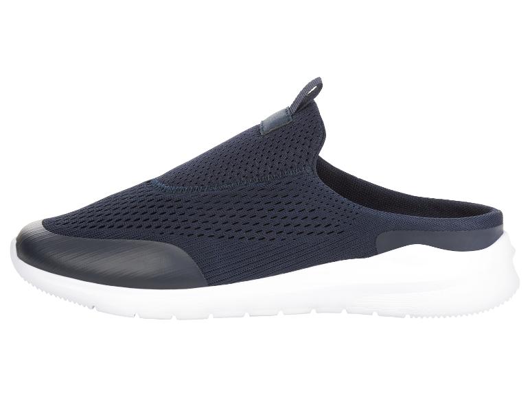 Dunkelblaue Slipper-Sneaker, weiße Sohle.