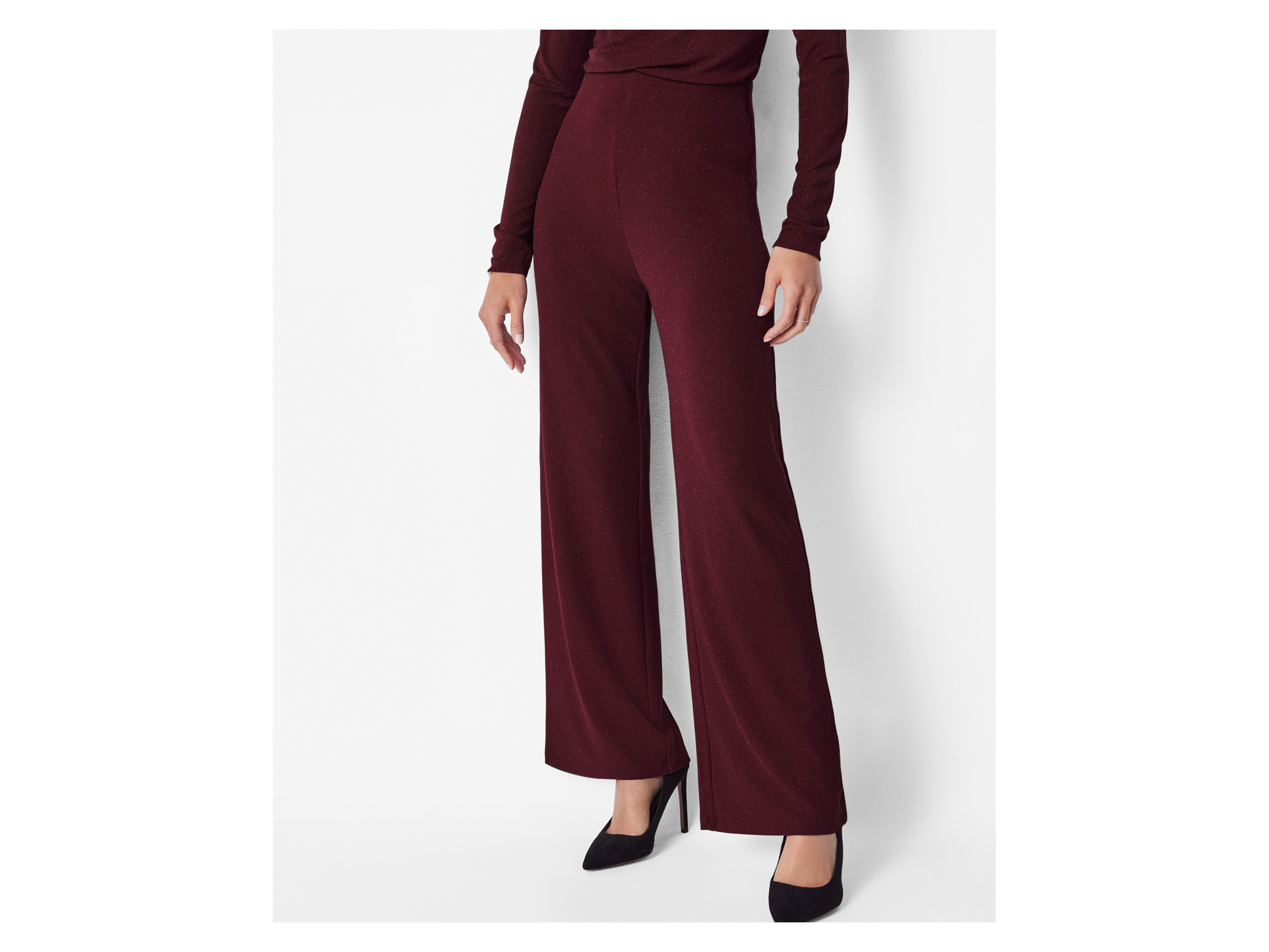 ESMARA® Damen Wide-Leg-Hose (Burgunder, M(40/42)) – Bild 2 von 4