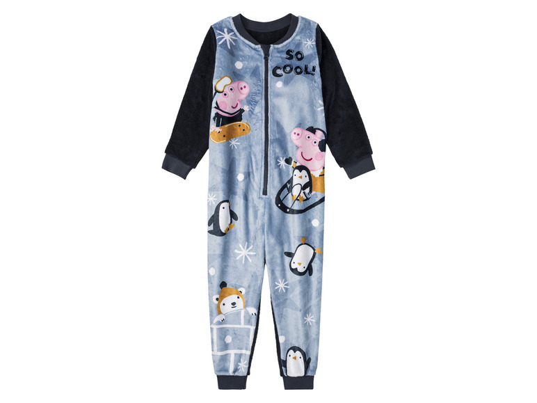 Peppa Pig Einteiler mit Pinguinen und Winterthema.