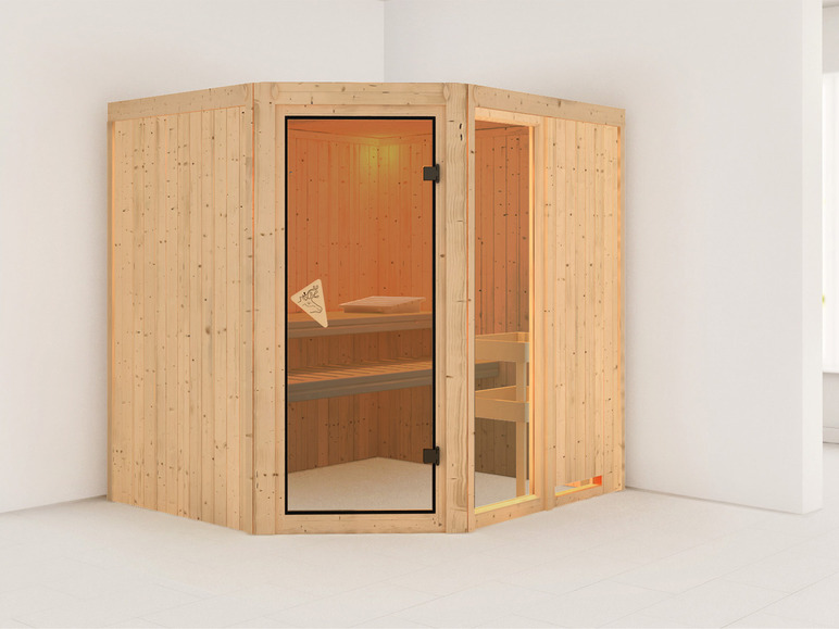 Gehe zu Vollbildansicht: Karibu Indoor-Sauna »Oslo«, mit Eckeinstieg, 9 kW Ofen - Bild 3