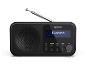 Schwarzes Radio mit Antenne, Bluetooth-Display und Bedientasten