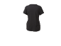 Schwarzes Damen-Sport-T-Shirt mit kurzen Ärmeln und seitlicher Reißverschlusstasche.