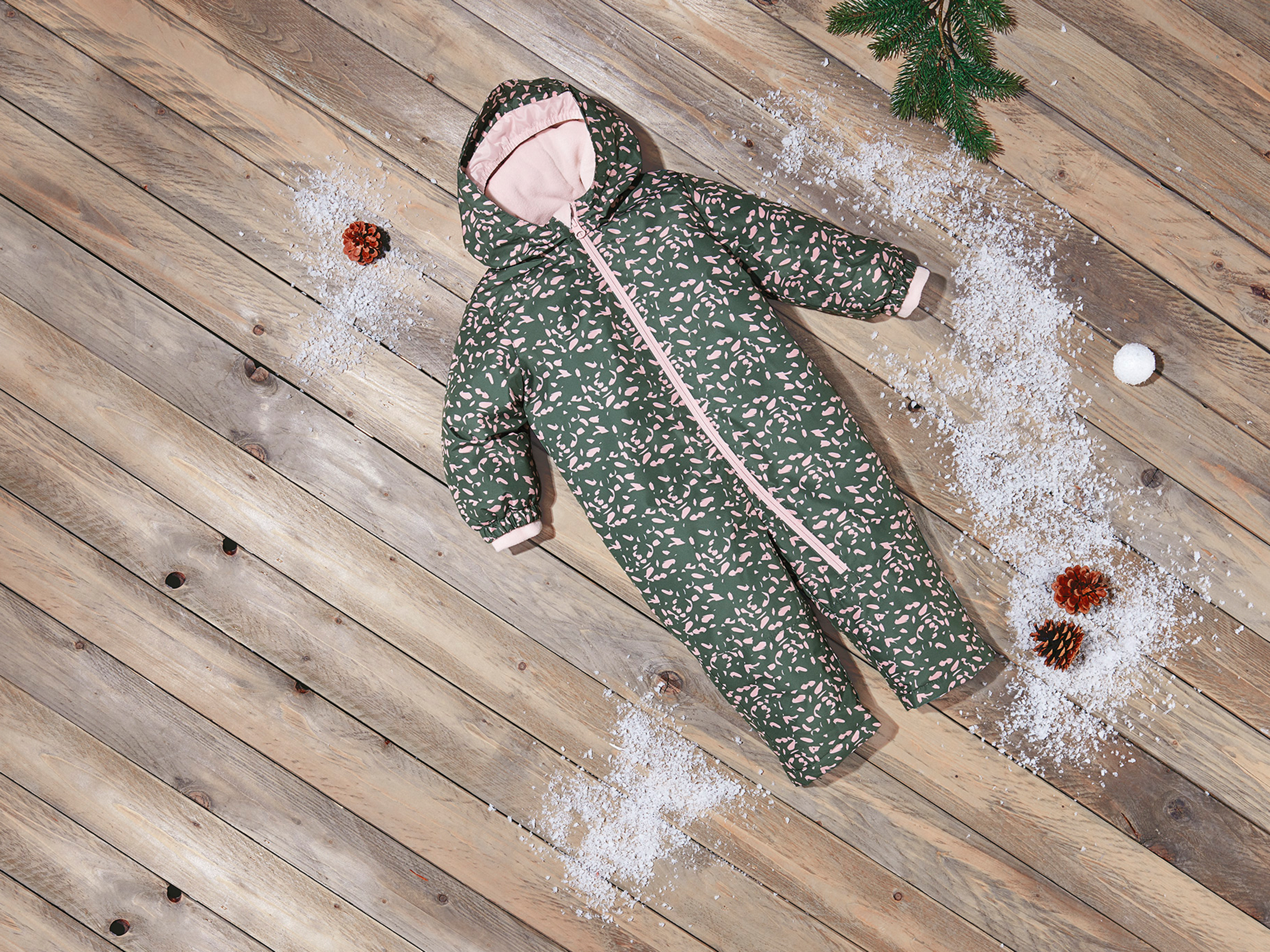 LUPILU® Baby Kleinkinder Schneeoverall (grün gemustert, 80) – Bild 2 von 4