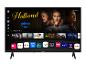 Smart-TV mit Startbildschirm, der Filme, Serien und Streaming-Apps anzeigt.