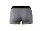 Graue Boxershorts mit schwarzem Gummibund, Rückansicht.