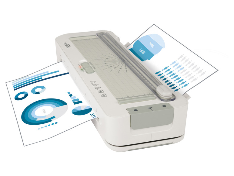 Ein Crelando Schneidegerät mit einem Blatt mit Grafiken.