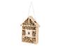 Holz-Insektenhotel mit Bambusröhrchen.