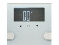 Nahaufnahme des Displays einer digitalen Personenwaage, die 0,0 kg anzeigt.