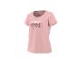 Rosa Damen-T-Shirt mit Blumendruck und dem Text „NEVER STOP GROWING BLOOM“.
