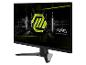Schwarzer Gaming-Monitor mit leuchtend grünem Logo und dem Text „MAG MSI ARSENAL GAMING“ auf dem Bildschirm.
