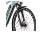 E-Bike mit integriertem Akku, Federgabel, Scheinwerfer und Scheibenbremse.