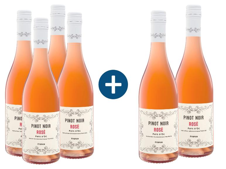 Weinpaket mit 4 plus 2 Flaschen Pinot Noir Rosé Pays d'Oc IGP.