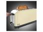 Ein cremefarbener Toaster von Russell Hobbs mit einer Scheibe Toast.