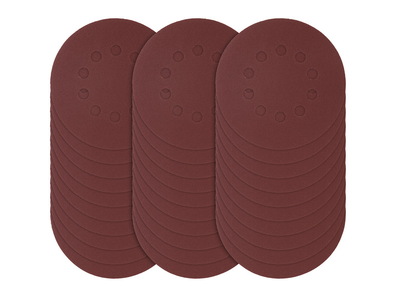 Drei Stapel Schleifpapier für eine Schleifmaschine.