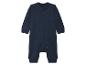 Dunkelblauer Baby-Strampler mit langen Ärmeln und Druckknöpfen