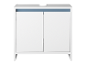 Weißer Badezimmerschrank mit zwei Türen.