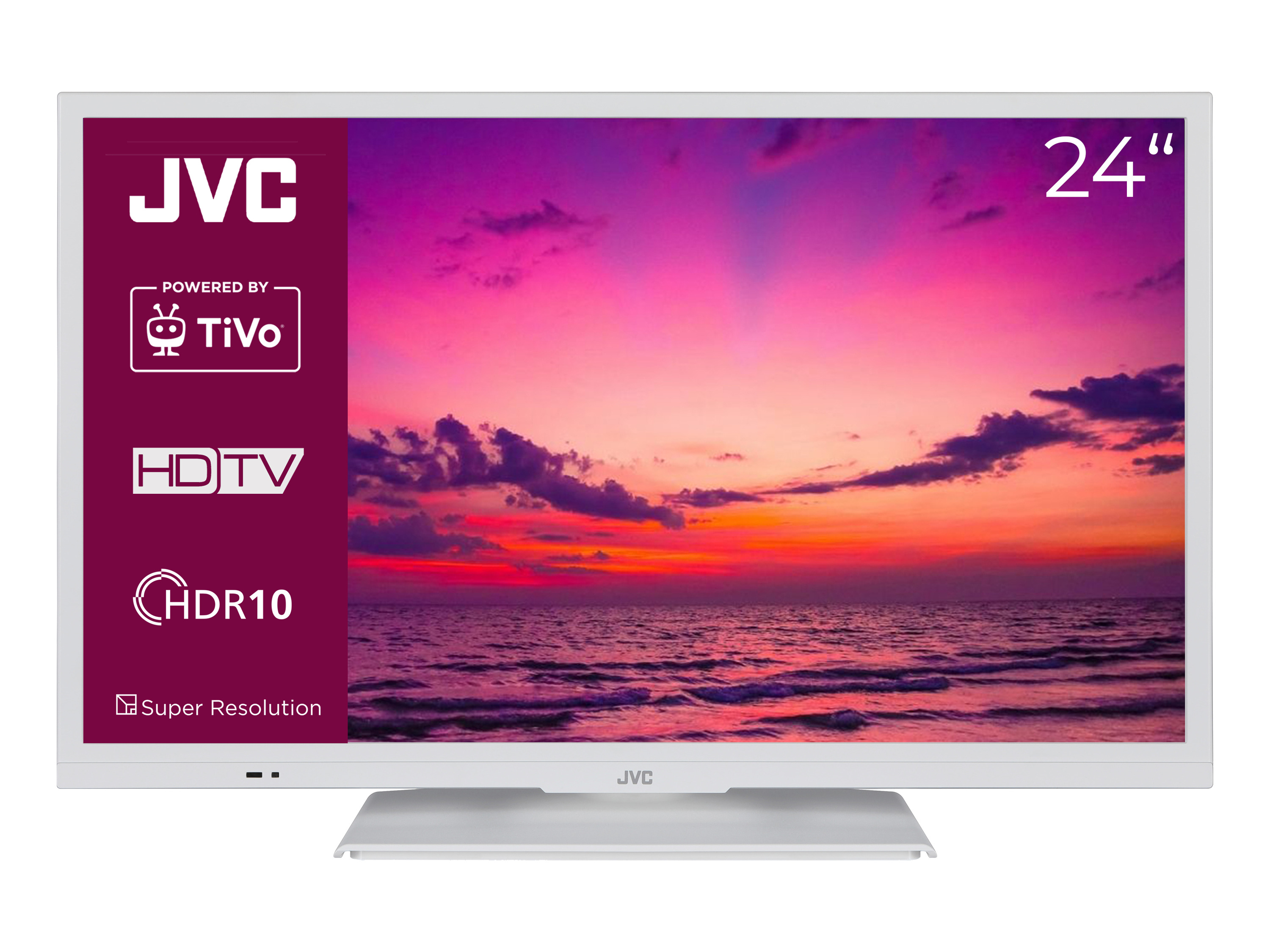 JVC Fernseher LT-24VH5455 Smart TV Powered by TiVo 24 Zoll HD-Ready (Weiß)““ | wie 2x Hdmi CEC + Arc, 1x USB mit Multimedia Player zur Wiedergabe von , Videos oder Musik, CI+ uvm. für multimediale ät und Vielfalt. Über LAN-Anschluss, integriertem WLAN/WiFi oder Bluetooth kann der JVC TV kinderleicht mit dem Internet oder mit anderen Geräten verbunden werden. Nutzen Sie die Möglichkeiten des World Wide Webs zum Surfen, Shoppen, Spielen oder in sozialen Netzwerken. Atemberaubende – Erleben Sie Inhalte in moderner HD-Ready Auflösung. Der TV unterstützt außerdem Hdr10 inkl. HLG sowie Super Resolution & Micro Dimming und liefert damit kontrastreiche Aufnahmen mit natürlichen Farben und beeindruckender Detailschärfe. Grenzenlose Unterhaltung – Serienmarathon, Filmabend oder Spitzensport – Genießen Sie die Vielfalt des Smart TVs Powered by TiVo mit zahlreichen Apps und Mediatheken wie Prime Video, Netflix, Dazn, Twitch, Disney YouTube uvm. Smarte Steuerung – Steuern Sie den Smart TV Powered by TiVo ganz einfach mit Ihrer Stimme. So können Sie ganz intuitiv Sender wechseln, Lautstärke anpassen, Apps öffnen uvm. Vielfältige Möglichkeiten – Zahlreiche Anschlüsse wie 2x Hdmi CEC + Arc, 1x USB mit Media-Player sowie Wlan und Bluetooth ermöglicht die Nutzung von Konsolen, DVD-Player, externe Soundgeräte uvm. Mehr ALS NUR EIN Fernseher – Der Flach verfügt über eine von 60 cm 24 Zoll. Über den integrierten Triple-Tuner empfangen Sie Programme über Antenne Dvb-T2, Kabel Dvb-C oder Satellit Dvb-S2 ganz ohne zusätzlichen Receiver. Produktmerkmale tabletd Marke: JVC Typ: Fernseher, Smart TV öße: 24 Zoll 60 cm Auflösung: HD-Ready Koaxialer Audioausgang, Antenneneingang, Composite Video/Audio In Hdr: Hdr10 + HLG Lautsprecherleistung: 2x 2,5 Watt Vesa: M4 75 x 75 mm Maße mit Standfuß: 554 x 364 x 135 mm BxHxT Maße ohne Standfuß: – Gewicht mit Standfuß: – Gewicht ohne Standfuß: – Farbe: schwarz, weiß Lieferumfang: JVC Fernseher, Fernbedienung inkl. 2x AAA Batterien, Bedienungsanleitung““