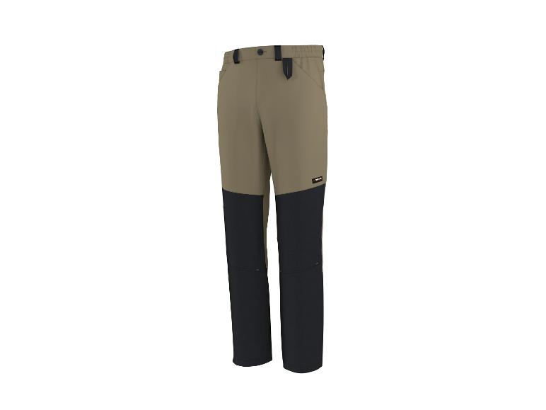 Khaki-schwarze Arbeitshose mit elastischen Bunddetails.