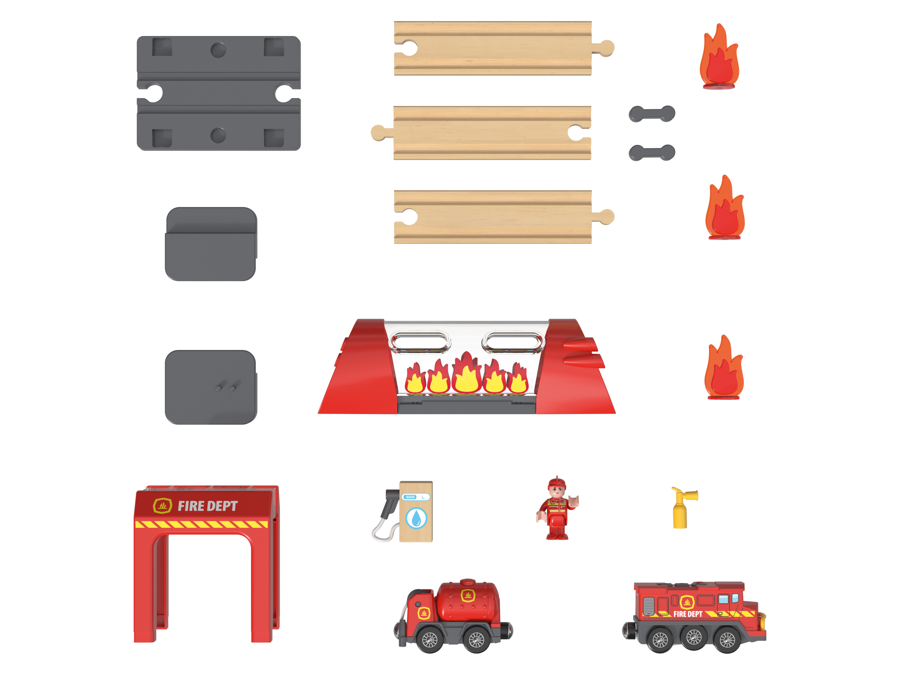 Thumbnail - Playtive Holz Eisenbahn Technologie Set (Feuerwehr)