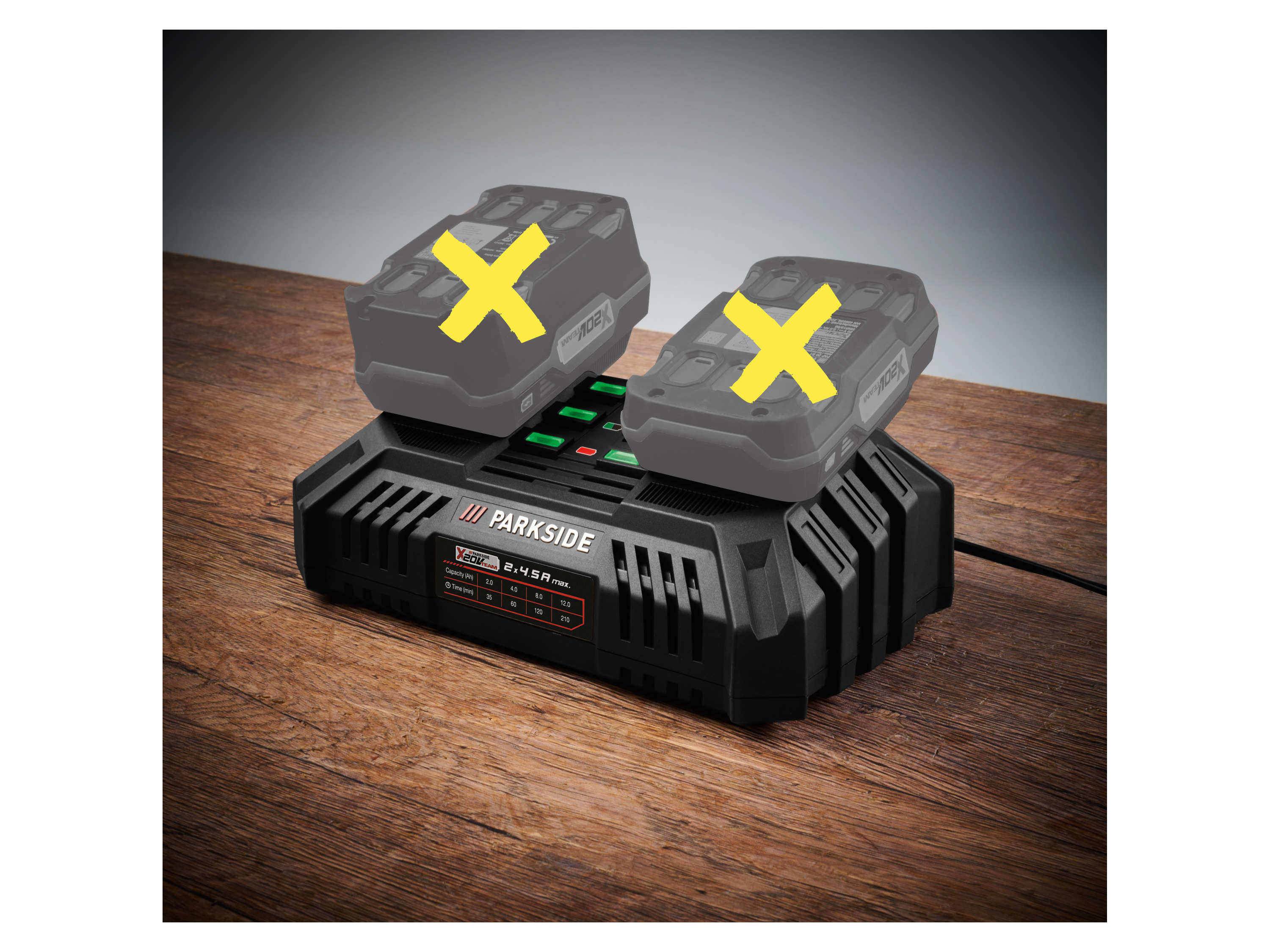 Thumbnail - PARKSIDE® 20 V / 2 x 4,5 A Akku-Doppelladegerät »PDSLG 20 B1«, ohne Akku