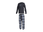 Herren-Pyjama: dunkelgraues Langarmshirt mit „Good Morning Breakfast Club“-Aufschrift und karierte Hose