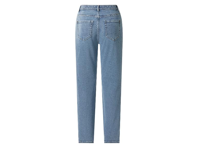 Hellblaue Damenjeans mit hoher Taille, Rückansicht.