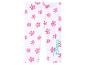 Weiße Disney Leggings mit rosa Blumenmuster.
