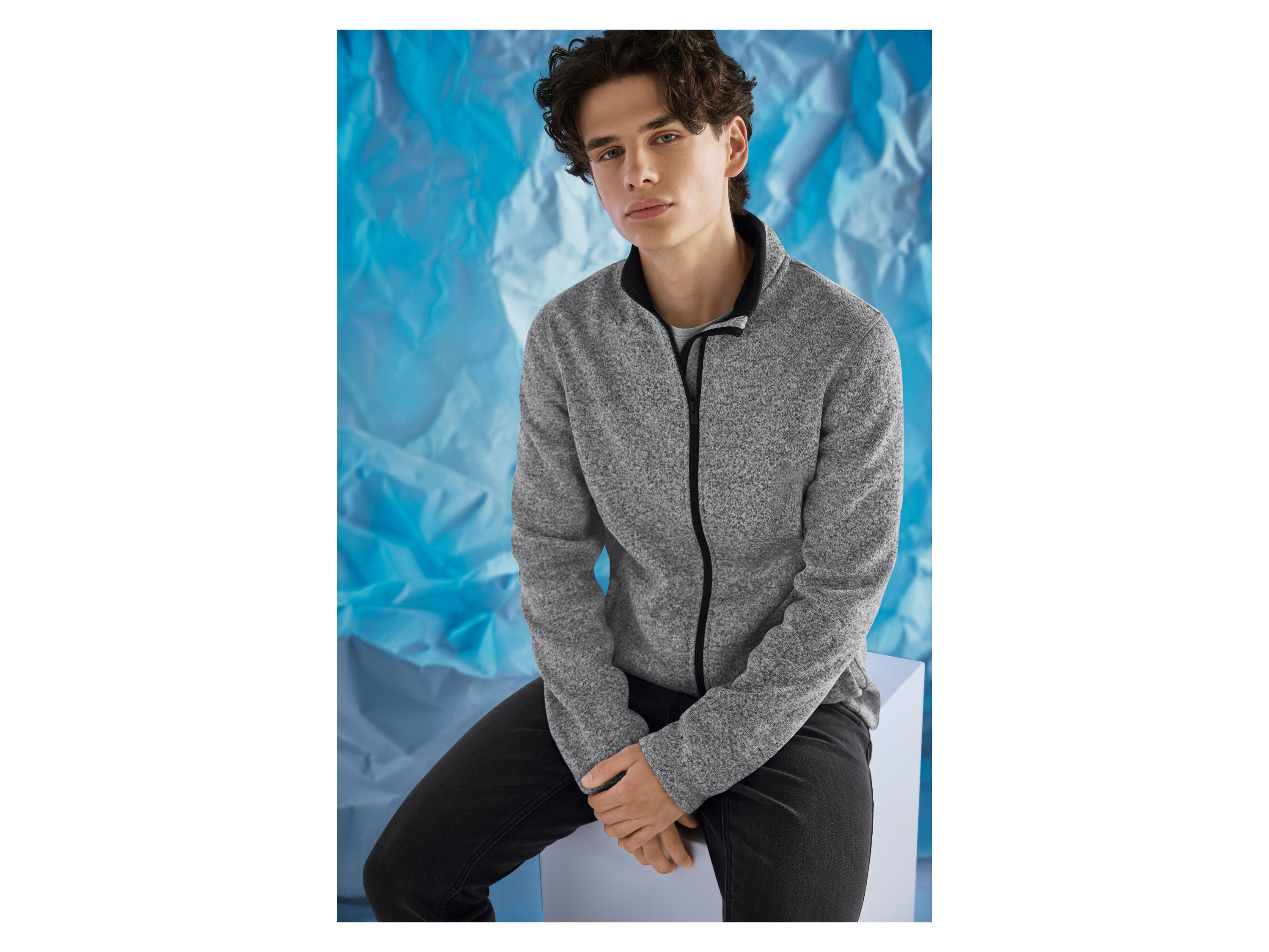 Thumbnail - esmara Men Herren Strickfleece-Jacke (Grau, M (48/50))