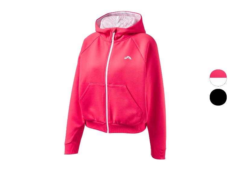 Damen-Fuchsia-Kapuzenjacke mit Reißverschluss, weißem Logo und Farboptionen