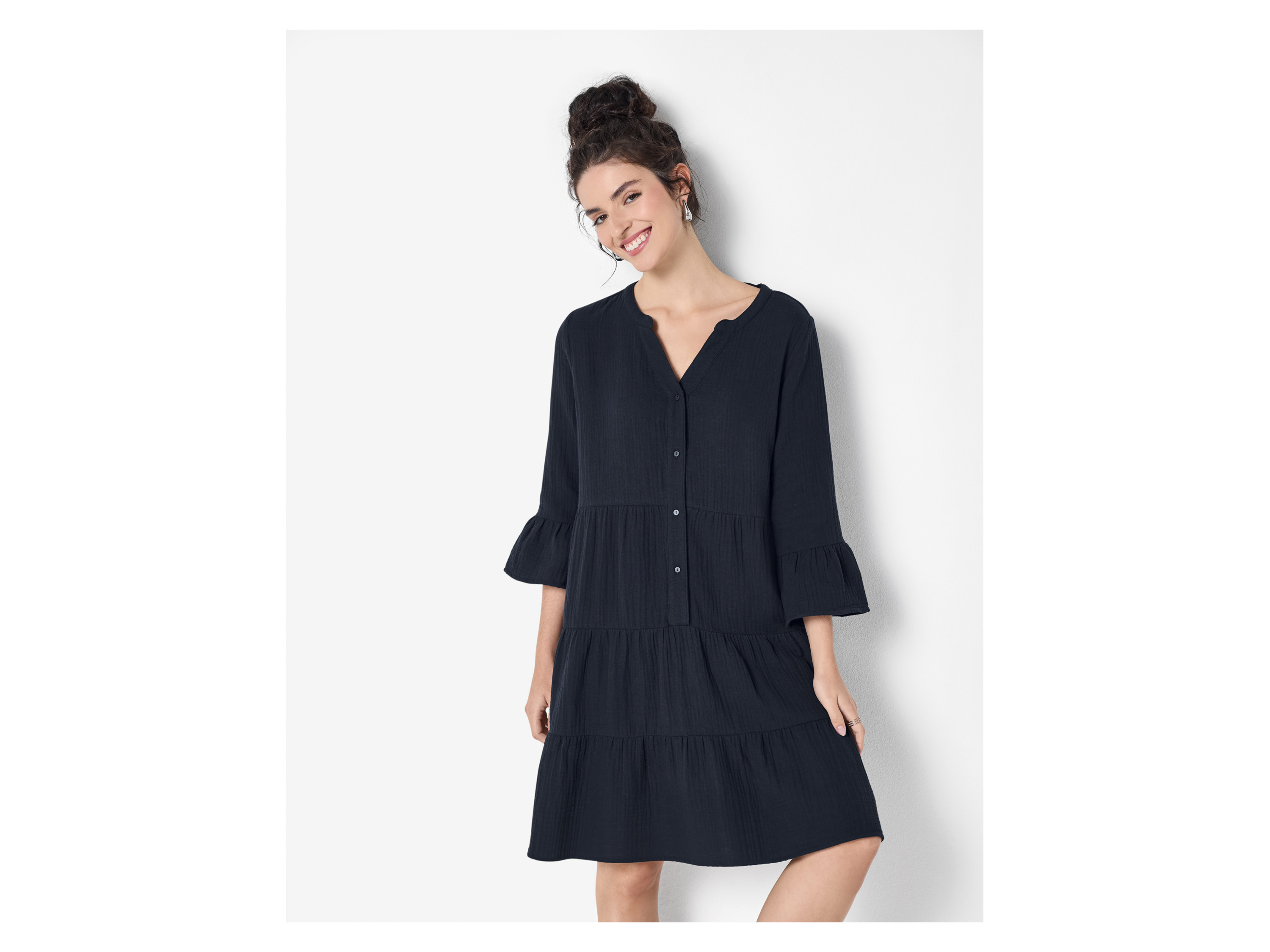 ESMARA® Damen Musselin-Tunikakleid (Navy, S(36/38)) – Bild 2 von 3