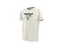 Cremefarbenes Kurzarm-T-Shirt mit grauem dreieckigem Bergmotiv.