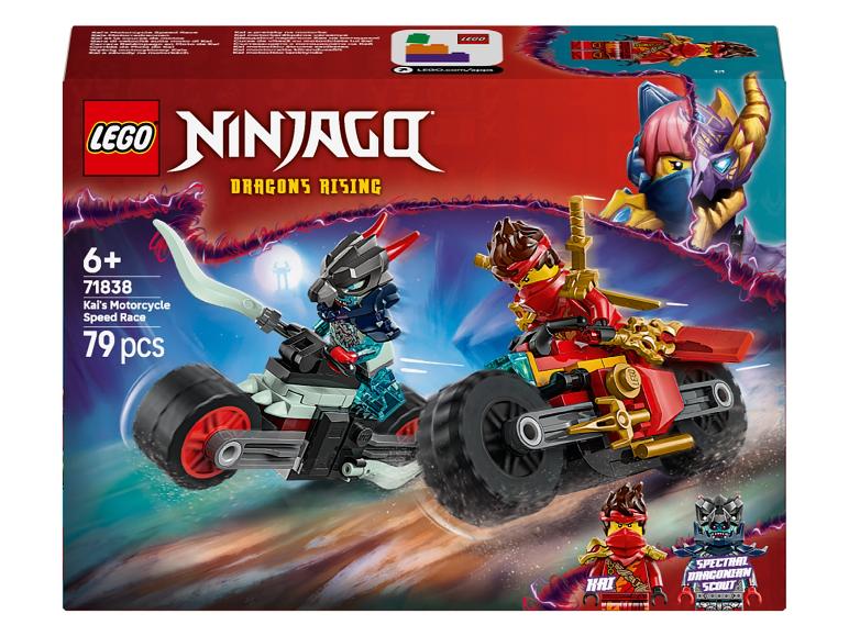 LEGO Ninjago Dragons Rising Box mit Kais Motorrad und Spectral Dragonian Scout.